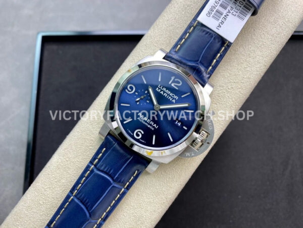 VS Factory Panerai Luminor Marina Pam01313 44mm Steel Leather Strap Blue Dial