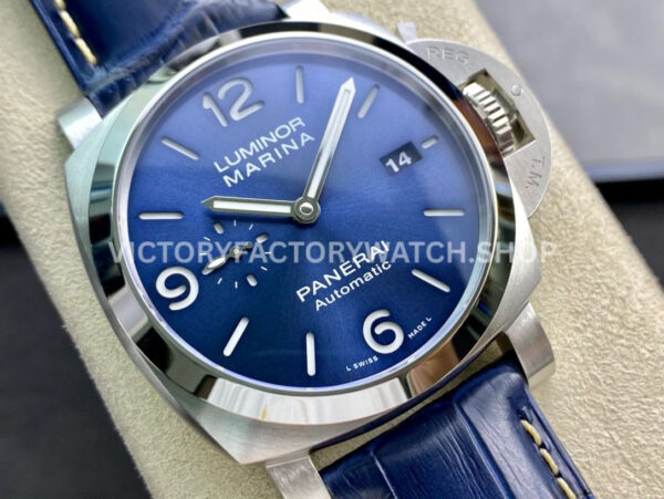 VS Factory Panerai Luminor Marina Pam01313 44mm Steel Leather Strap Blue Dial