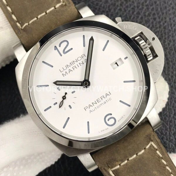 VS Factory Panerai Luminor Marina Pam01314 44mm Steel Leather Strap White Dial