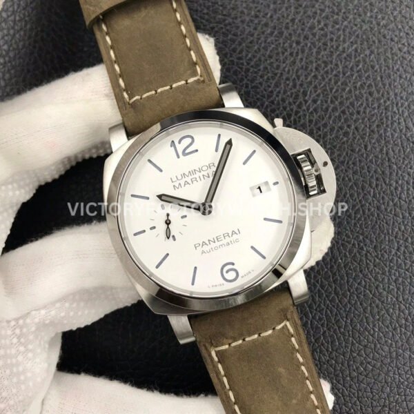 VS Factory Panerai Luminor Marina Pam01314 44mm Steel Leather Strap White Dial