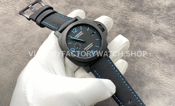 VS Factory Panerai Luminor Marina Pam01661 44mm Carbon Fiber Canvas Strap Black Dial