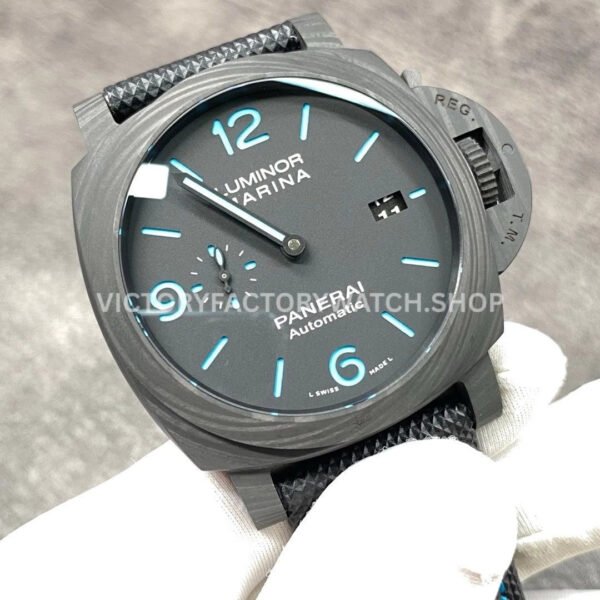 VS Factory Panerai Luminor Marina Pam01661 44mm Carbon Fiber Canvas Strap Black Dial