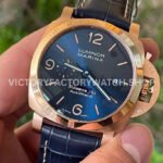 VS Factory Panerai Luminor Marina Pam01114 44mm Rose gold Leather Strap Blue Dial