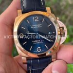VS Factory Panerai Luminor Marina Pam01114 44mm Rose gold Leather Strap Blue Dial