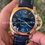 VS Factory Panerai Luminor Marina Pam01114 44mm Rose gold Leather Strap Blue Dial