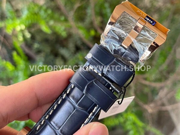 VS Factory Panerai Luminor Marina Pam01114 44mm Rose gold Leather Strap Blue Dial