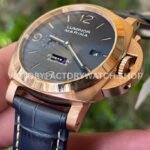 VS Factory Panerai Luminor Marina Pam01114 44mm Rose gold Leather Strap Blue Dial