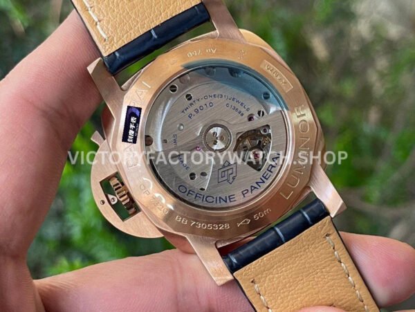 VS Factory Panerai Luminor Marina Pam01114 44mm Rose gold Leather Strap Blue Dial