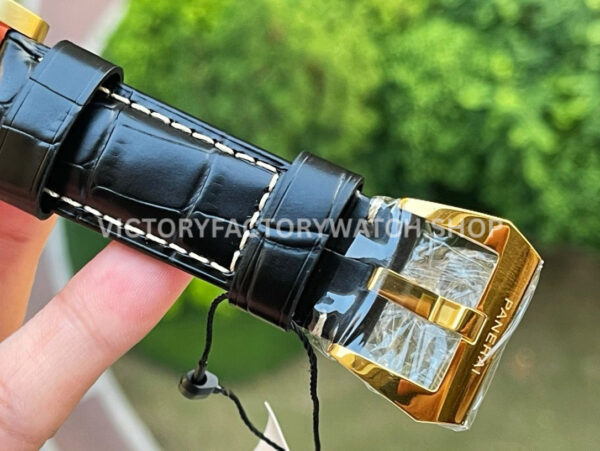 VS Factory Panerai Luminor Marina Pam01115 44mm Red Gold Leather Strap Black Dial