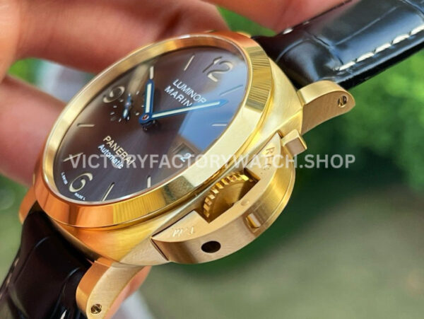 VS Factory Panerai Luminor Marina Pam01115 44mm Red Gold Leather Strap Black Dial