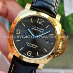 VS Factory Panerai Luminor Marina Pam01115 44mm Red Gold Leather Strap Black Dial