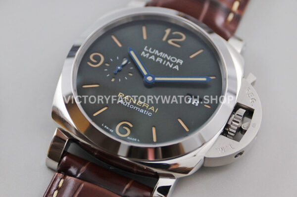 VS Factory Panerai Luminor Marina Pam01116 44mm Platinum Leather Strap Black Dial