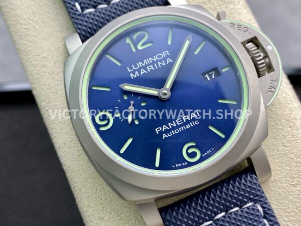 VS Factory Panerai Luminor Marina Pam01117 44mm Titanium Canvas Strap Blue Dial