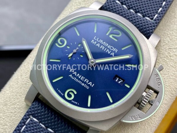 VS Factory Panerai Luminor Marina Pam01117 44mm Titanium Canvas Strap Blue Dial