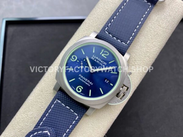 VS Factory Panerai Luminor Marina Pam01117 44mm Titanium Canvas Strap Blue Dial