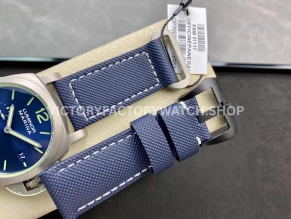 VS Factory Panerai Luminor Marina Pam01117 44mm Titanium Canvas Strap Blue Dial