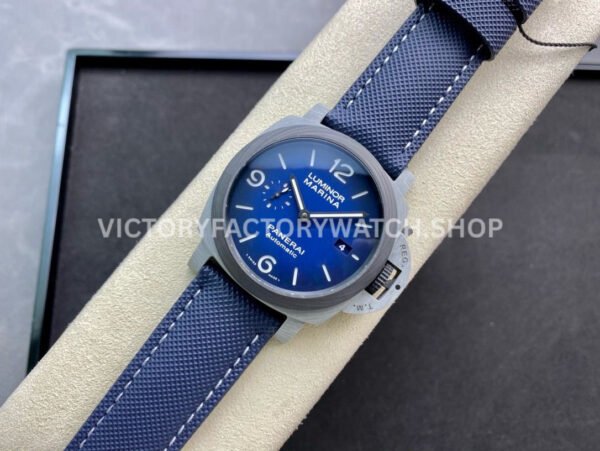 VS Factory Panerai Luminor Marina Pam01663 44mm Carbon Fiber Canvas Strap Blue Dial