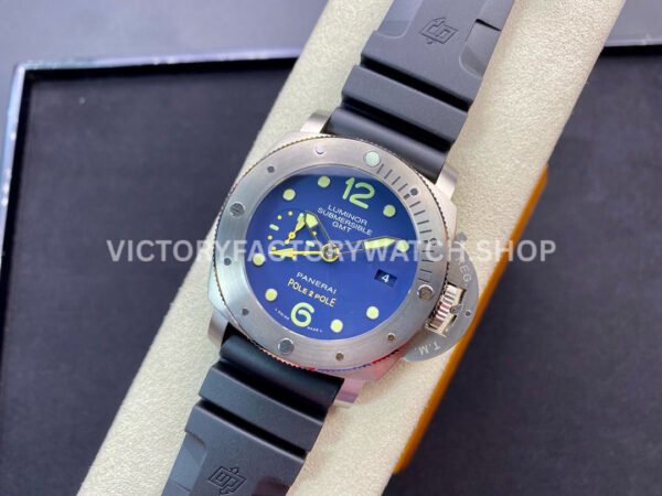 VS Factory Panerai Luminor Submersible GMT Pam00719 47mm Titanium Black Rubber Strap Blue Dial