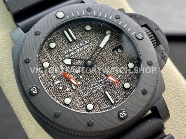VS Factory Panerai Luminor Submersible Luna Rossa GMT Pam01039 47mm Carbon Fiber Rubber Strap Grey Dial