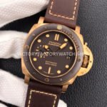 VS Factory Panerai Luminor Submersible Pam00968 47mm Bronze Leather Strap Brown Dial
