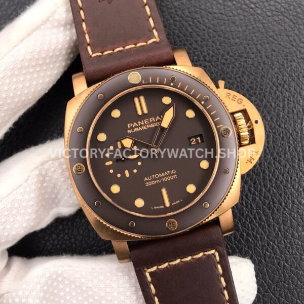 VS Factory Panerai Luminor Submersible Pam00968 47mm Bronze Leather Strap Brown Dial