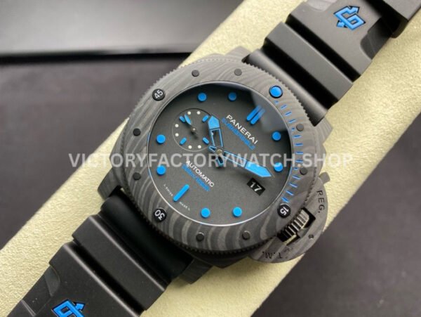 VS Factory Panerai Luminor Submersible Pam00960 42mm Carbon Fiber Black Rubber Strap Black Dial