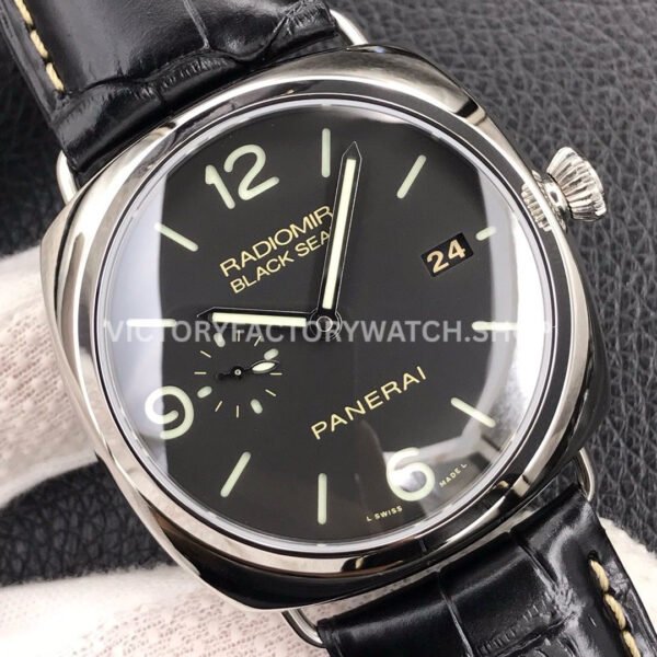 VS Factory Panerai Radiomir Black Seal 3 Days Pam00388 45mm Steel Leather Strap Black Dial