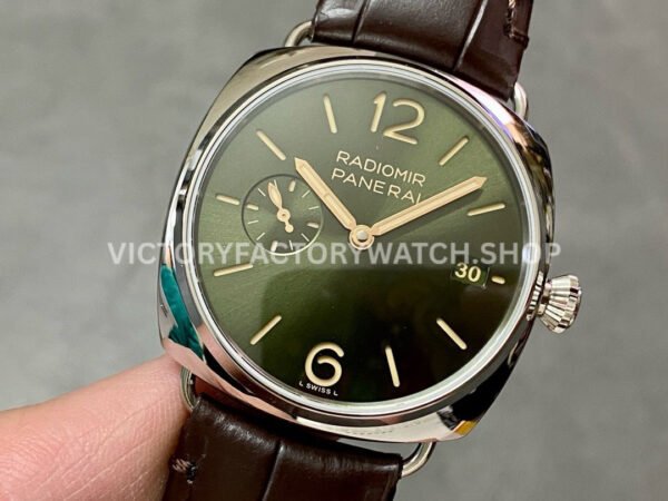 VS Factory Panerai Radiomir Pam1386 40mm Steel Leather Strap Olive Green Dial