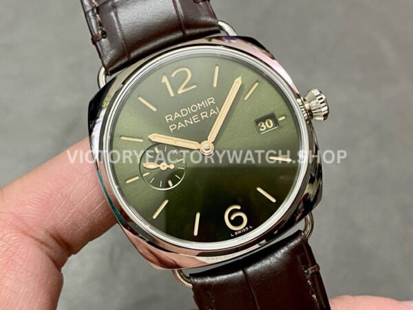 VS Factory Panerai Radiomir Pam1386 40mm Steel Leather Strap Olive Green Dial