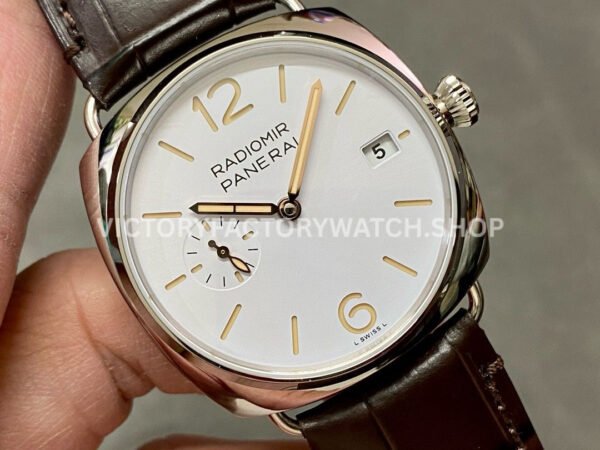 VS Factory Panerai Radiomir Quaranta Pam01292 40mm Steel Leather Strap White Dial