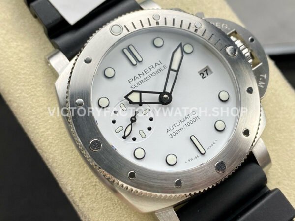 VS Factory Panerai Submersible Bianco Pam02223 42mm Steel Rubber Strap White Dial