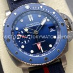 VS Factory Panerai Submersible GMT Luna Rossa Pam1507 42mm Titanium Blue Rubber And Textile Straps Blue Dial