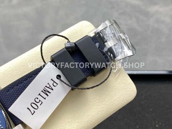 VS Factory Panerai Submersible GMT Luna Rossa Pam1507 42mm Titanium Blue Rubber And Textile Straps Blue Dial