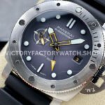 VS Factory Panerai Submersible GMT Pam01323 44mm Steel Fiber Black Rubber Strap Grey Dial