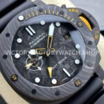 VS Factory Panerai Submersible GMT Pam01324  44mm Black Carbon Fiber Black Rubber Strap Grey Dial