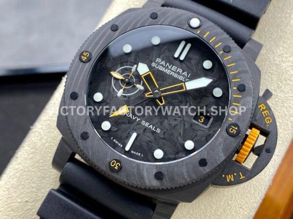 VS Factory Panerai Submersible GMT Pam01324  44mm Black Carbon Fiber Black Rubber Strap Grey Dial