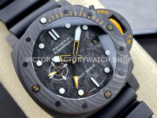 VS Factory Panerai Submersible GMT Pam01324  44mm Black Carbon Fiber Black Rubber Strap Grey Dial
