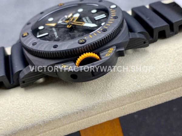 VS Factory Panerai Submersible GMT Pam01324  44mm Black Carbon Fiber Black Rubber Strap Grey Dial