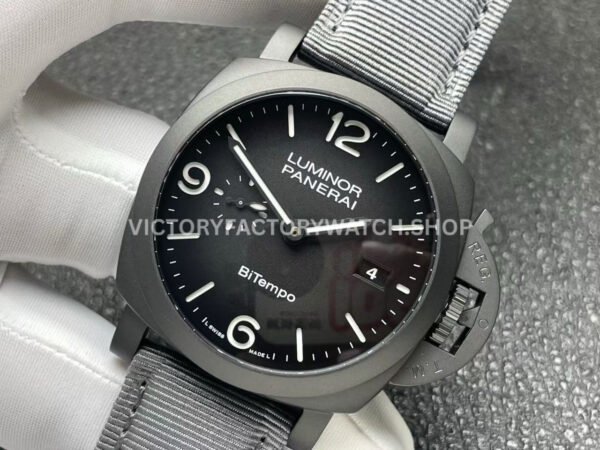 VS Factory Panerai Submersible Luminor 1950 Pam01467 44mm Titanium Textile Strap BiTempo New York Gray Dial