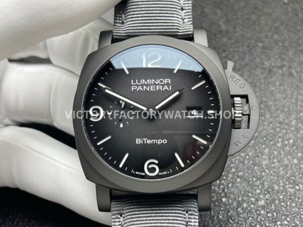 VS Factory Panerai Submersible Luminor 1950 Pam01467 44mm Titanium Textile Strap BiTempo New York Gray Dial