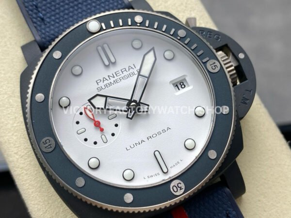 VS Factory Panerai Submersible Luna Rossa Pam01543 44mm Ceramic Rubber Strap White Dial