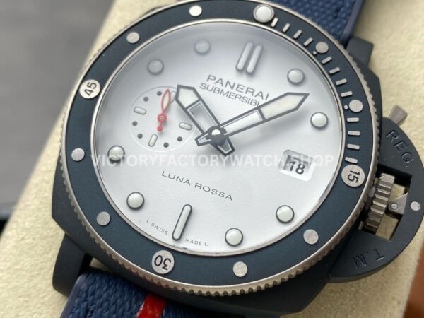 VS Factory Panerai Submersible Luna Rossa Pam01543 44mm Ceramic Rubber Strap White Dial