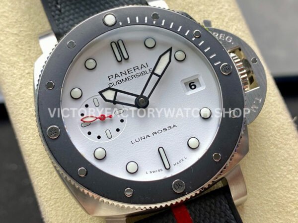 VS Factory Panerai Submersible Luna Rossa Pam01579 42mm Steel Rubber Strap White Dial