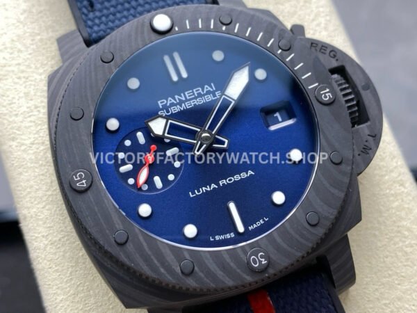 VS Factory Panerai Submersible Luna Rossa Pam1563 42mm Carbon Fiber Rubber Strap Blue Dial