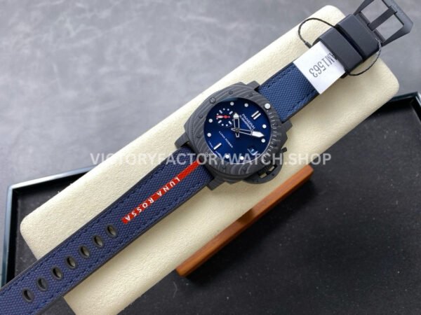 VS Factory Panerai Submersible Luna Rossa Pam1563 42mm Carbon Fiber Rubber Strap Blue Dial
