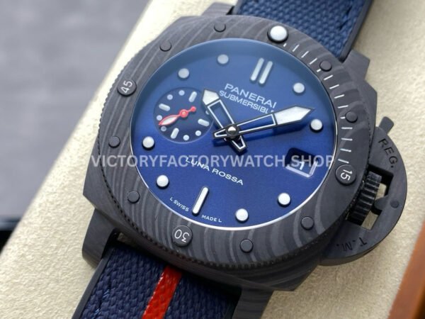 VS Factory Panerai Submersible Luna Rossa Pam1563 42mm Carbon Fiber Rubber Strap Blue Dial