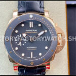 VS Factory Panerai Submersible PAM00974 42mm Rose gold Leather Strap Black Dial (2) VS PAM00974 Panerai Submersible black dial rose gold 42mm