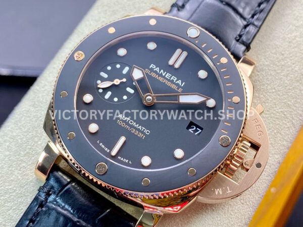 VS Factory Panerai Submersible PAM00974 42mm Rose gold Leather Strap Black Dial (8) VS Factory Panerai Submersible Pam00974 42mm Rose gold Leather Strap Black Dial