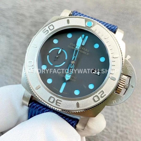 VS Factory Panerai Submersible Pam00985 47mm Titanium Canvas Strap Black Dial