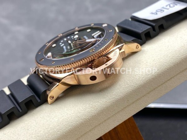 VS Factory Panerai Submersible Pam02164 42mm Yellow Gold Rubber Strap Black Dial